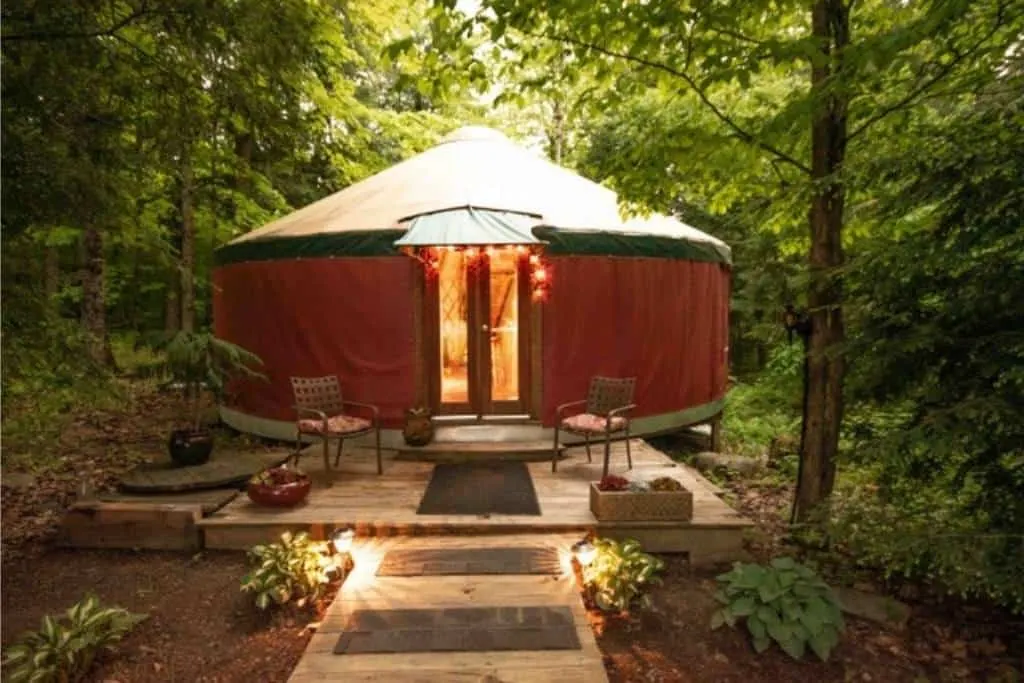 A yurt tucked away in the woods in Bristol, Vermont
