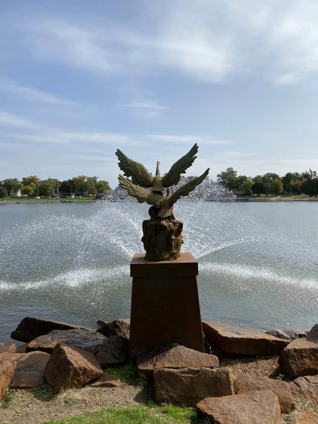 A sculpture/fountain near Lake George in St. Cloud MN