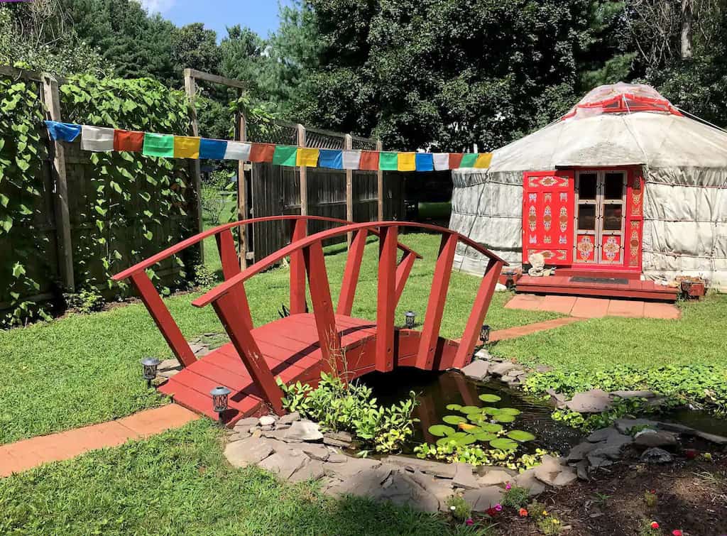 A beautiful yurt for rent in Saratoga Springs, NY. Photo credit: Airbnb