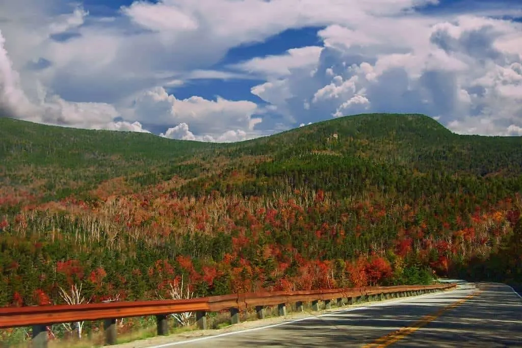 A view of the Kancamagus Highway in New Hampshire during the fall