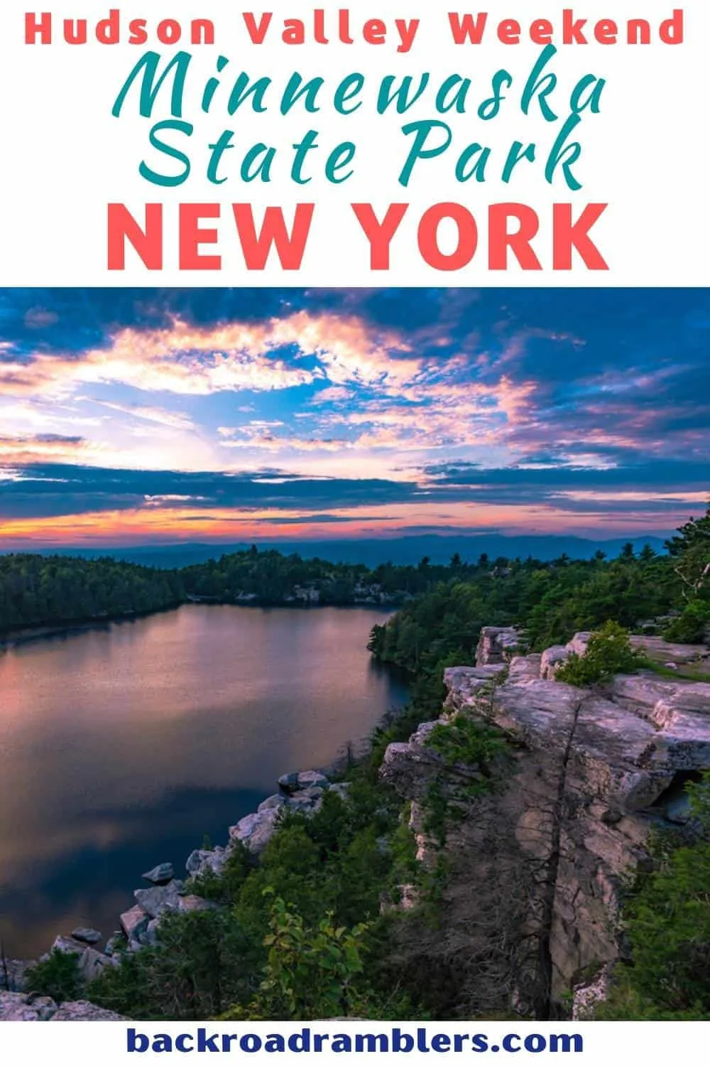 Sunset over Lake Minnewaska in Minnewaska State Park, New York.