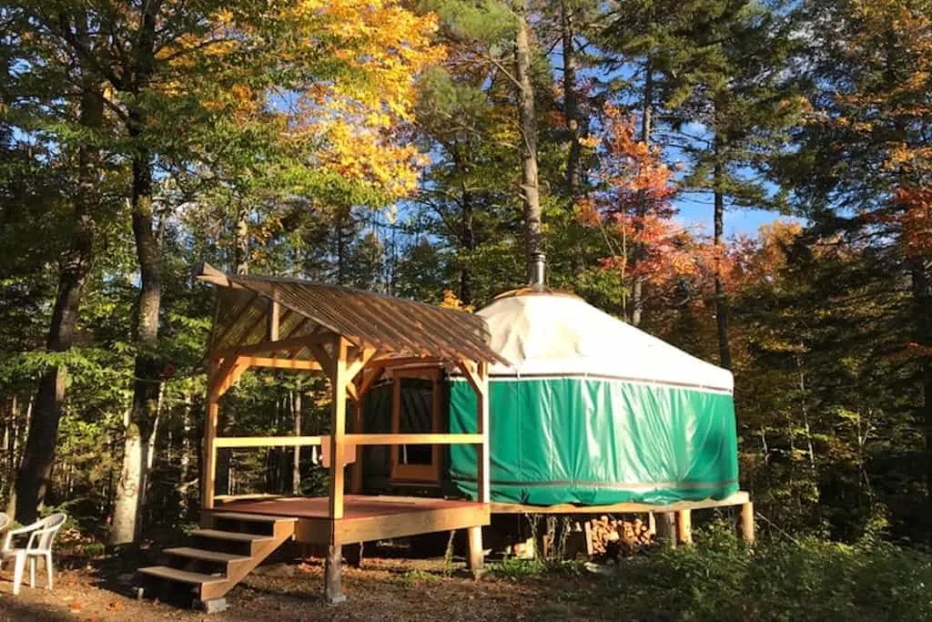 A Yurt in New Hampshire that is available for rent on Tentrr.