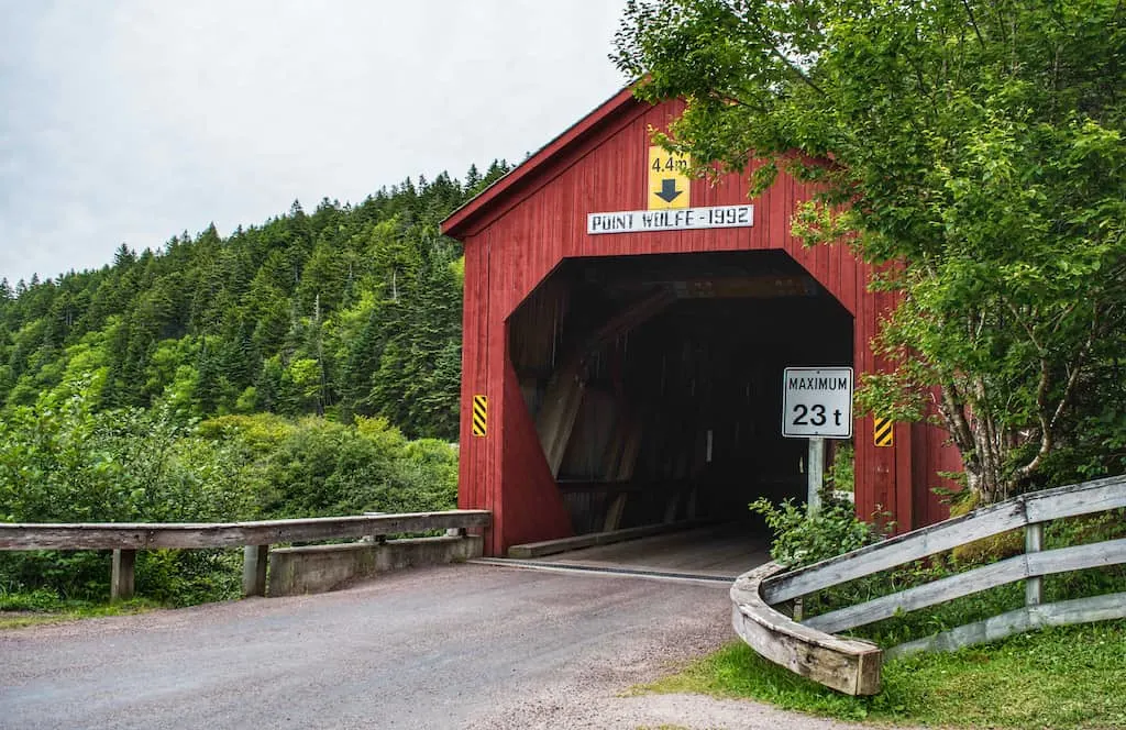 Point Wolfe covered bridge in Fundy National Park.