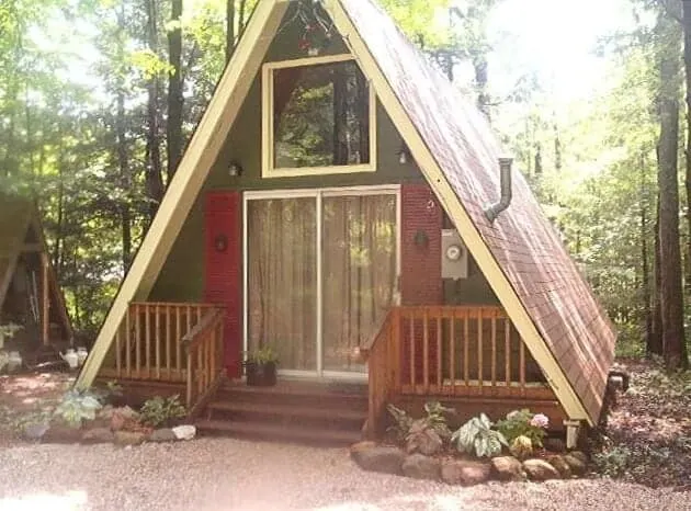 A-frame glamping in Massachusetts. 