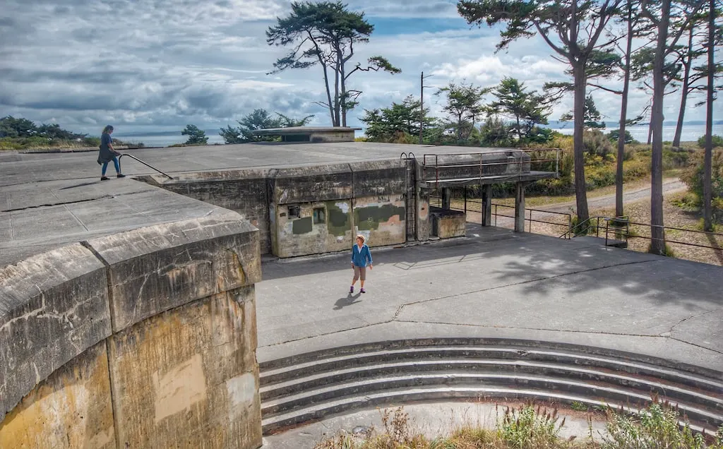 The abandoned bunkers at Fort Worden State Park in Port Townsend, Washington. Exploring the bunkers is one of the best things to do in Port Townsend WA
