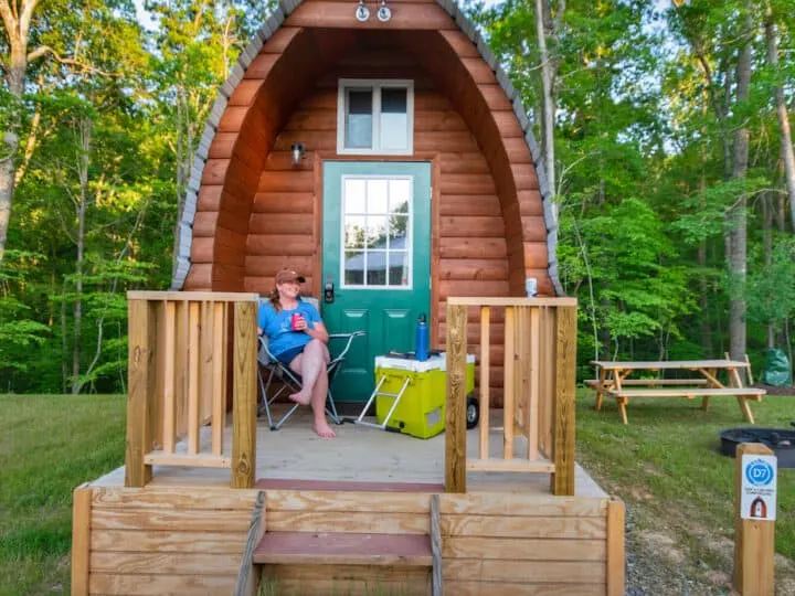 tiny cabins for rent in Roanoke, Virginia at Explore Park.