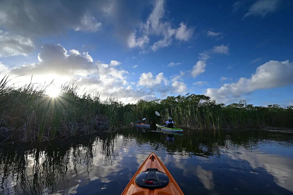 Kayaking on Nine Mile Pond in Everglades National Park, Florida.