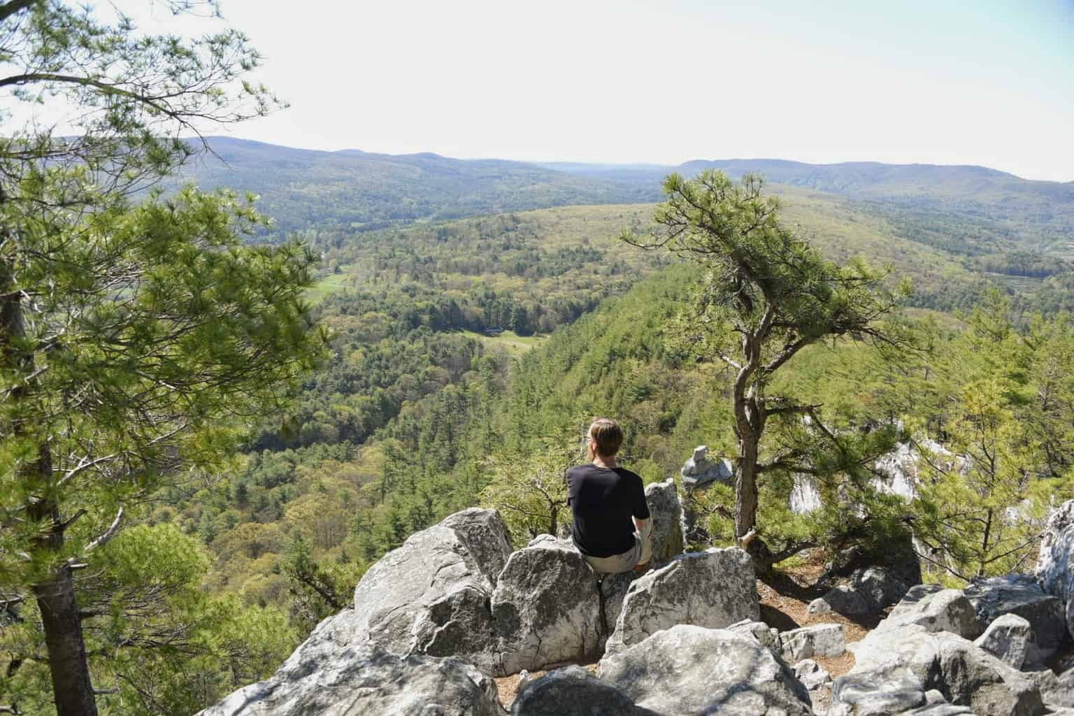 Enjoying the view from Devil's Pulpit on Monument Mountain in Great Barrington, MA.