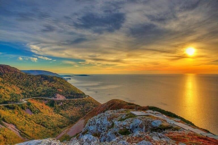 Sunset over the Skyline Trail in Cape Breton Highlands.