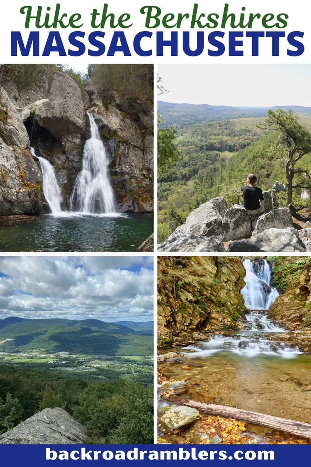 A collage of photos featuring the best day hiking in the Berkshires of Masachussets.