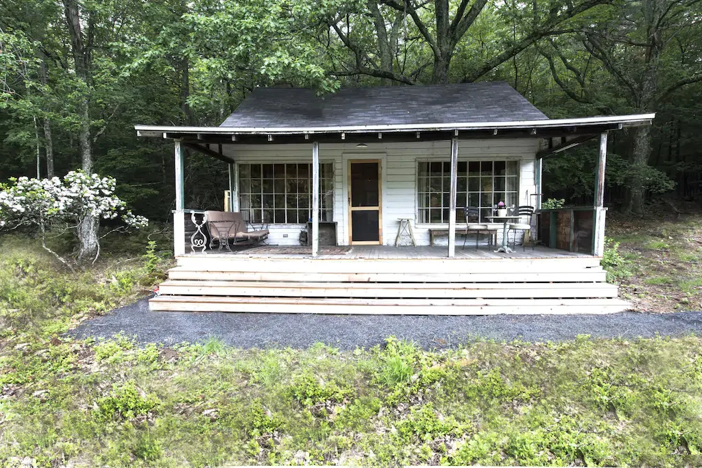 A cozy glamping cabin in the Catskills, which is available for rent on VRBO.