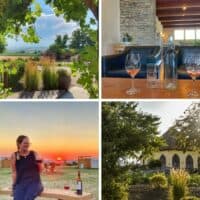A collage of photos featuring vineyards and wineries in Caldwell, Idaho.