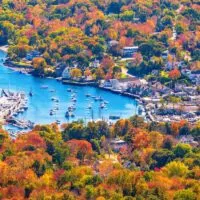 A fall view of Camden Harbor in Maine.
