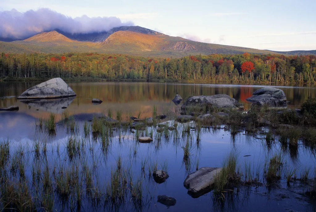 The view of Mount Katahdin in Baxter State Park, Maine.