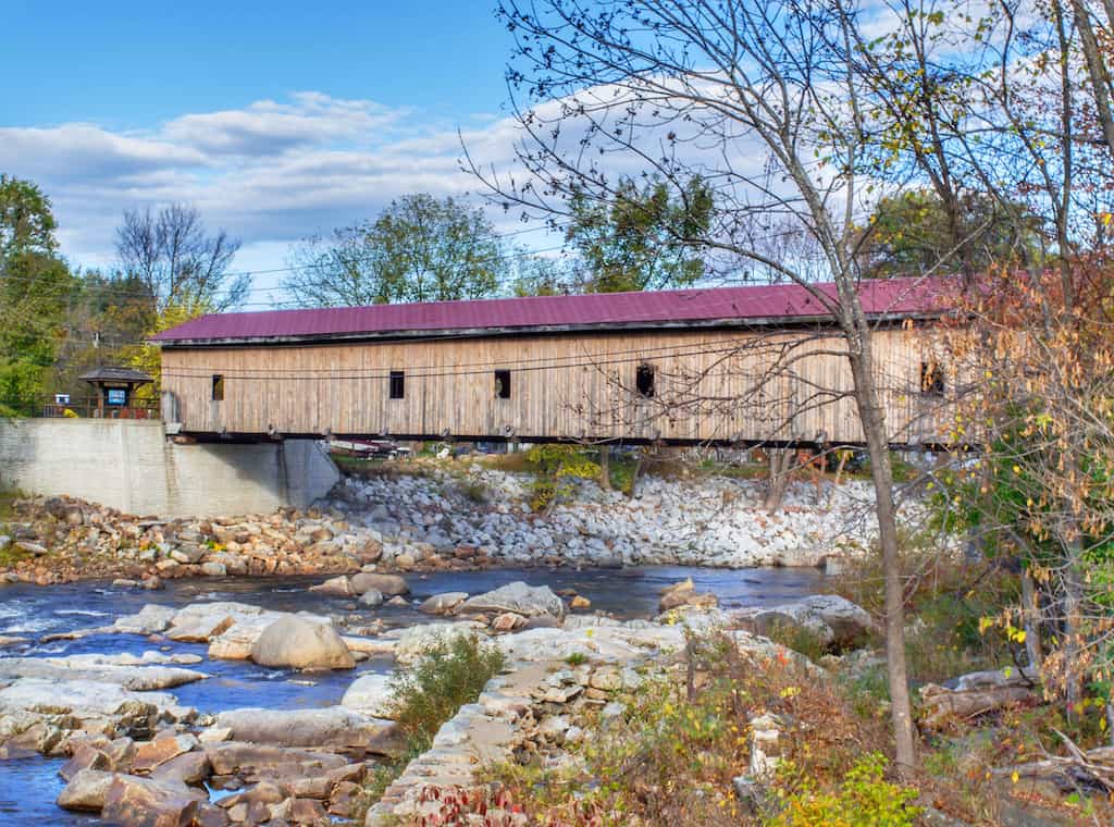 The Jay Covered Bridge in Jay, New York.
