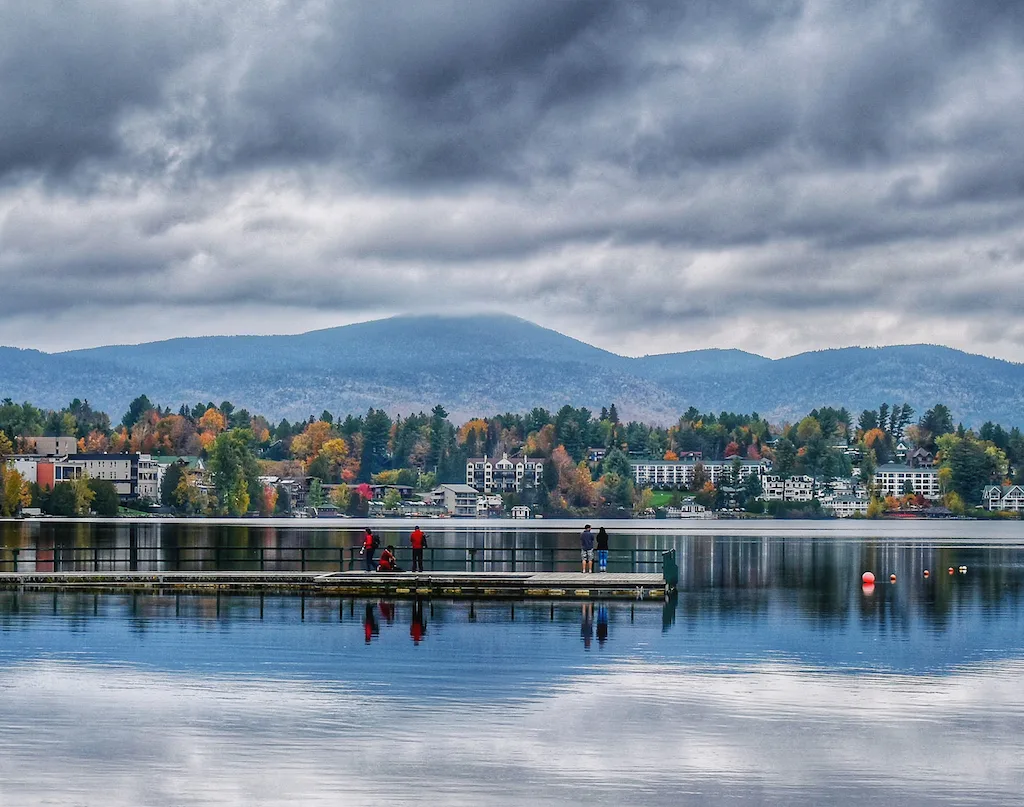 Mirror Lake in Lake Placid New York in the fall.