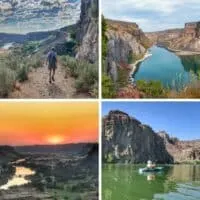 A collage of photos featuring outdoor activities in Twin Falls, Idaho.