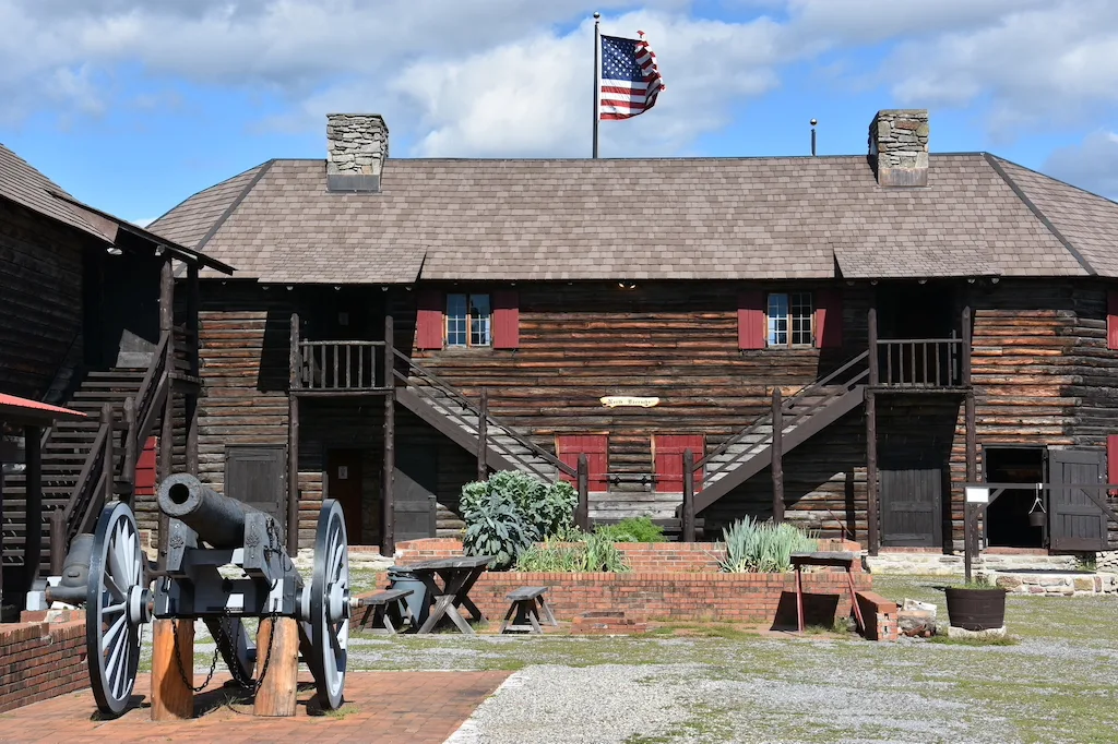 A cannon in front of Fort William Henry Museum in Lake George, NY.