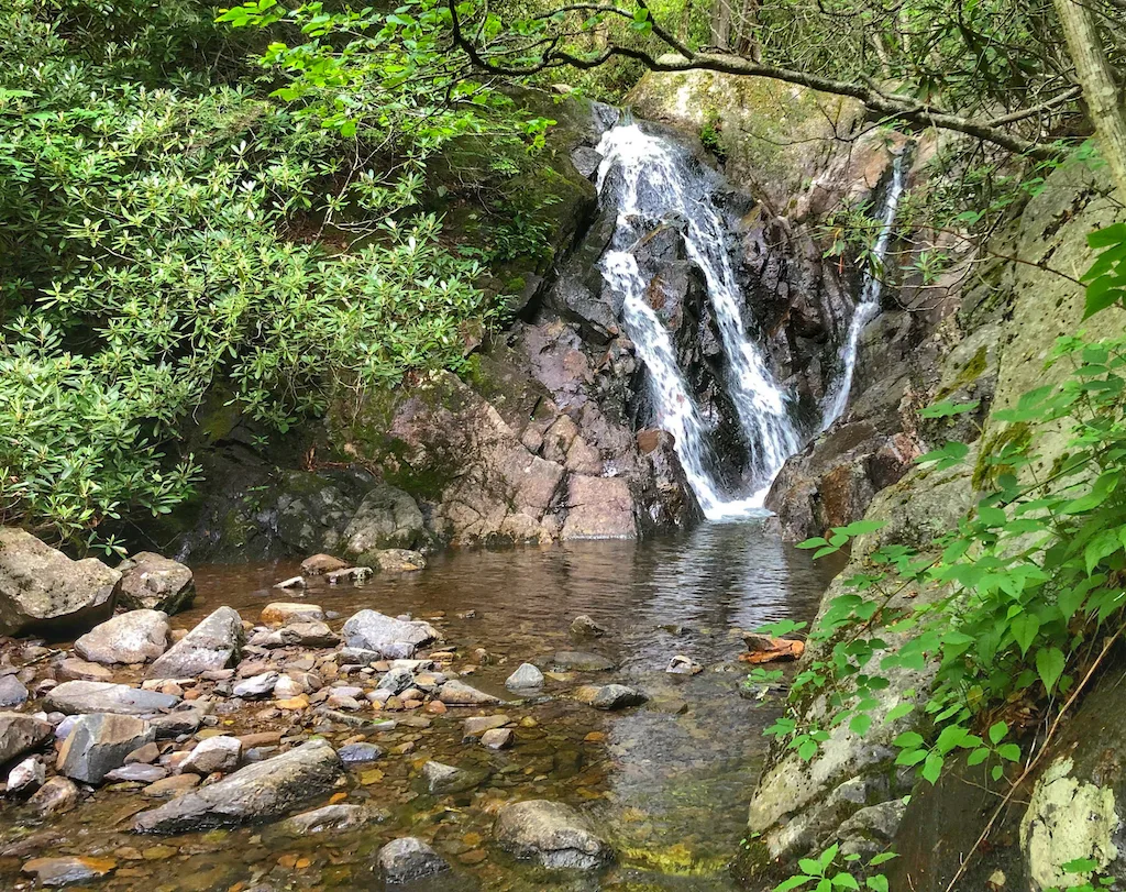 A small waterfall on Cabin Creek Trail in Grayson Highlands State Park in Virginia.