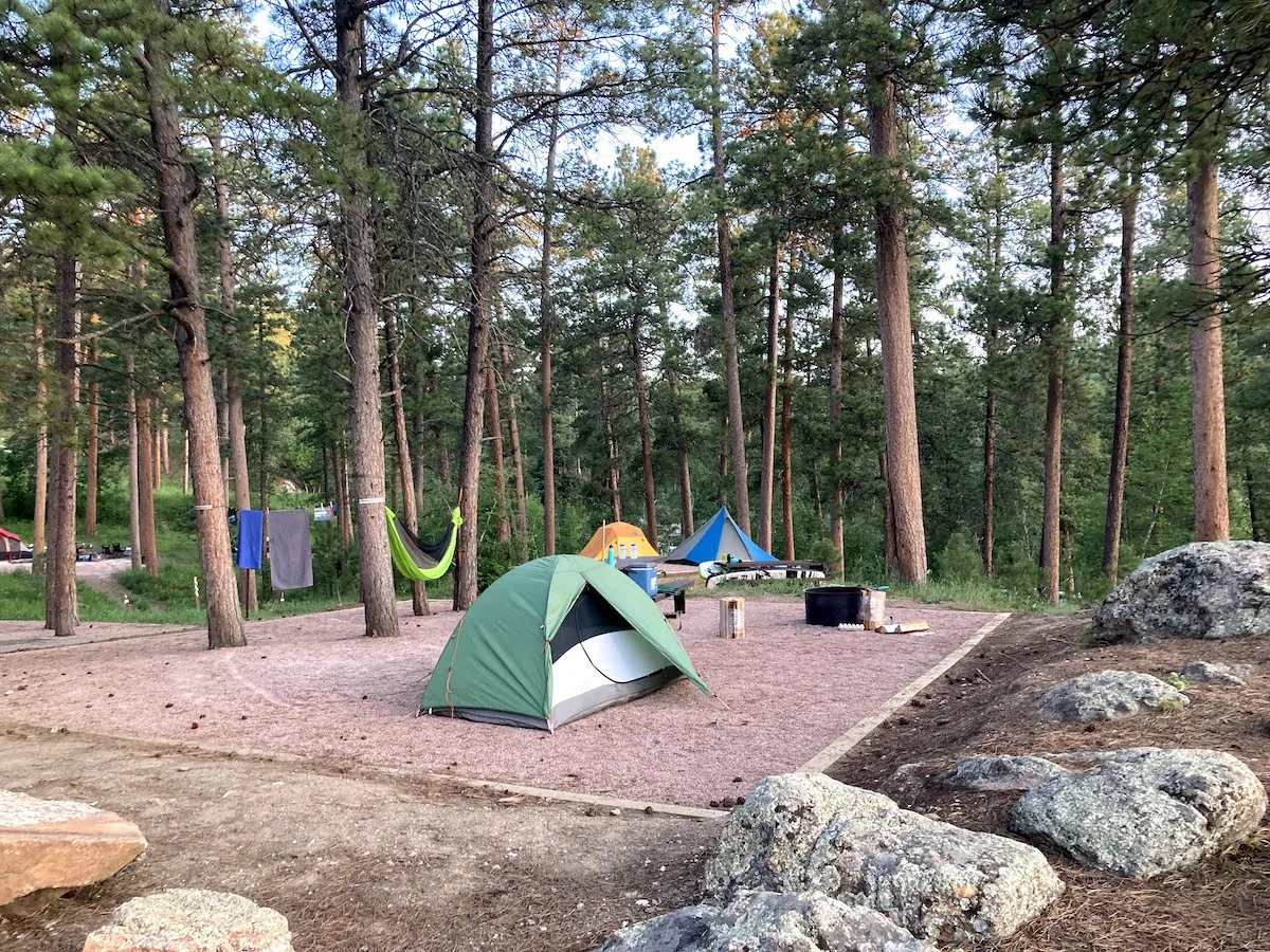 Campsite number 32 in Horsethief Lake Campground, South Dakota.
