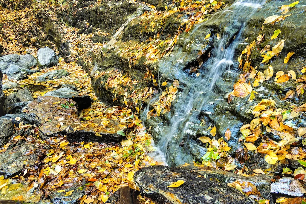 A close up of one of the smaller cacades at March Cataract Falls in the Berkshires of Massachusetts.