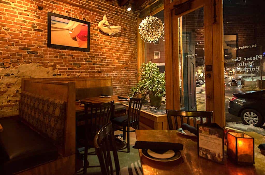 The quaint interior of the Gas Light Restaurant in Portsmouth, NH.