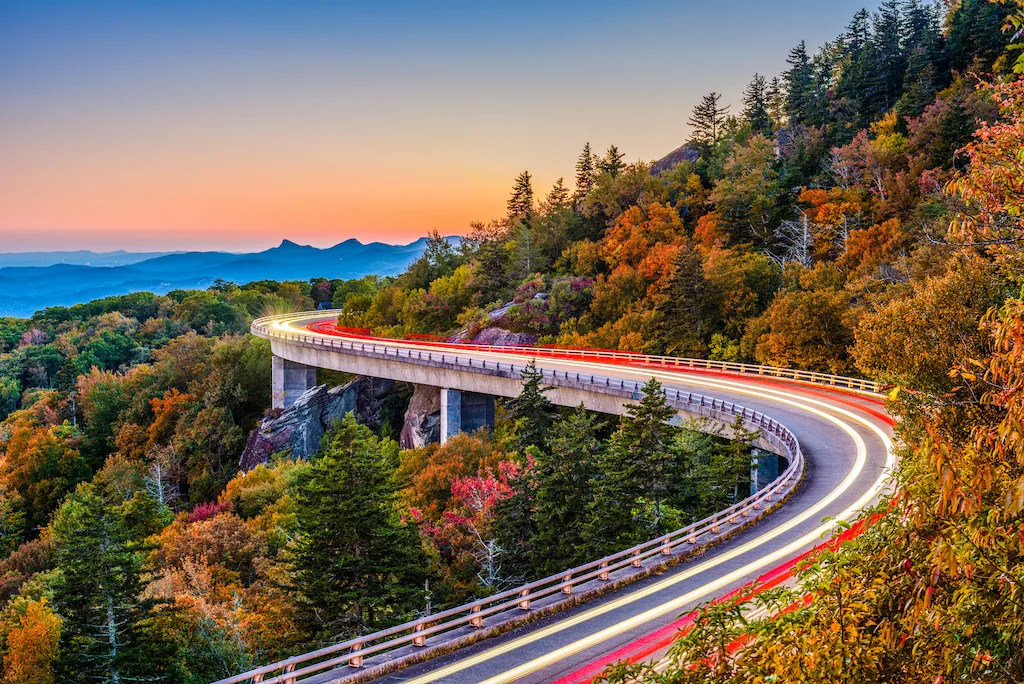 The Blue Ridge Parkway near the Linn Cove Viaduct in North Carolina.