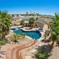 A Lake Havasu vacation rental with a pool and a water slide.
