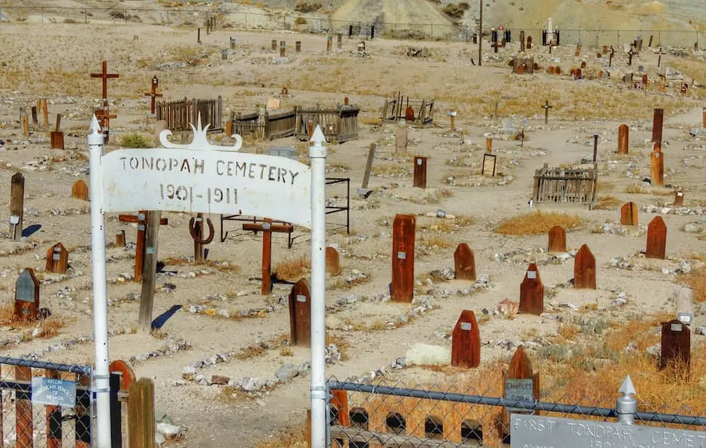 The Tonopah Cemetery next to the Clown Motel in Tonopah, NV.