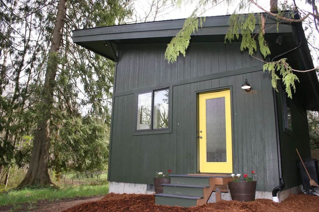 Glamping Olympic National Park in this little tiny house in Port Angeles courtesy of VRBO.