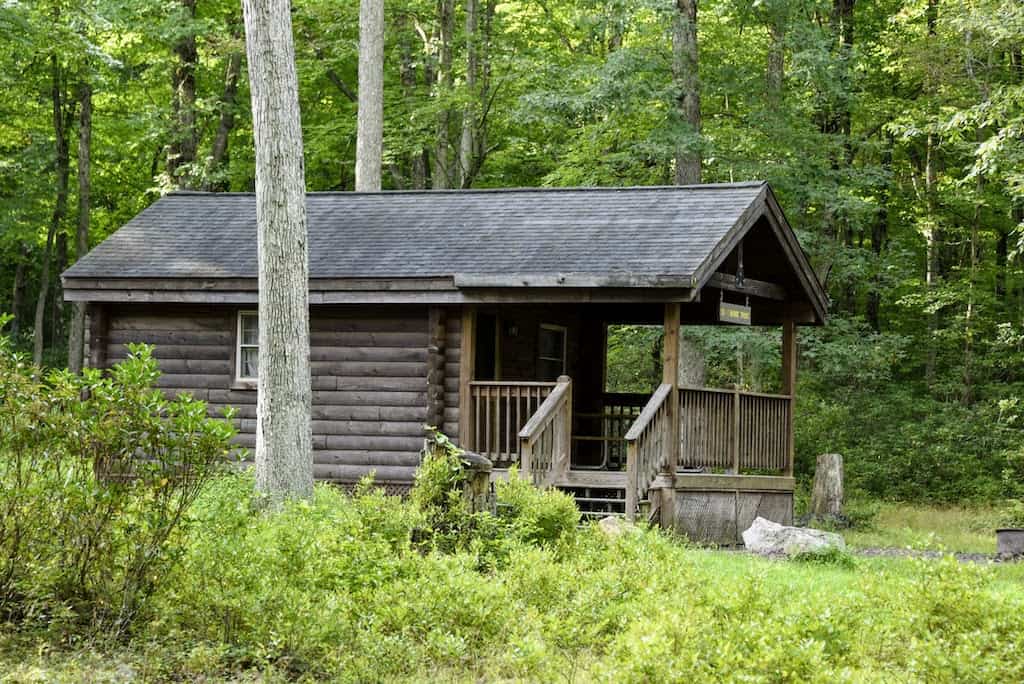 A cabin for rent in Hickory Run State Park in Pennsylvania.