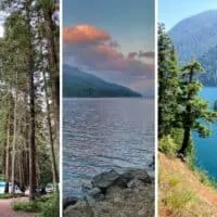 A collage of photos featuring Kachess Lake and Kachess Lake Campground in Washington.