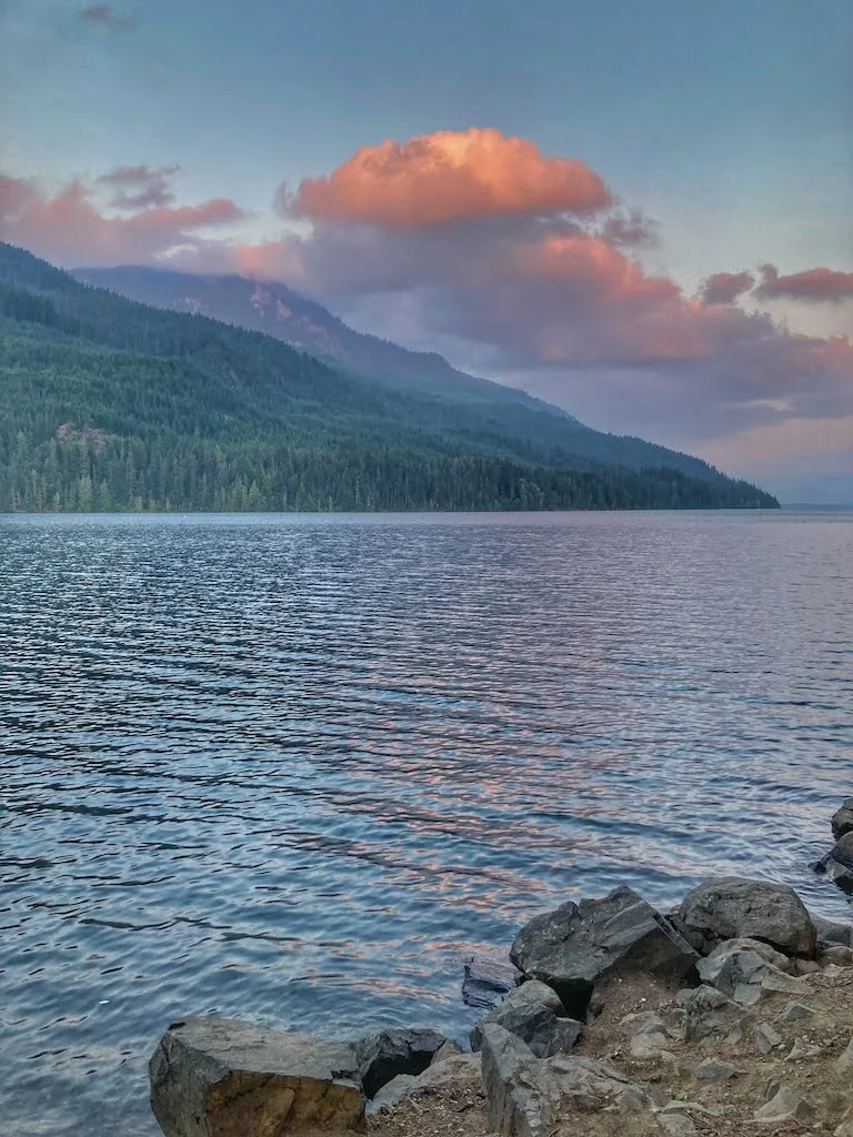 Sunset over Kachess Lake in Washington.