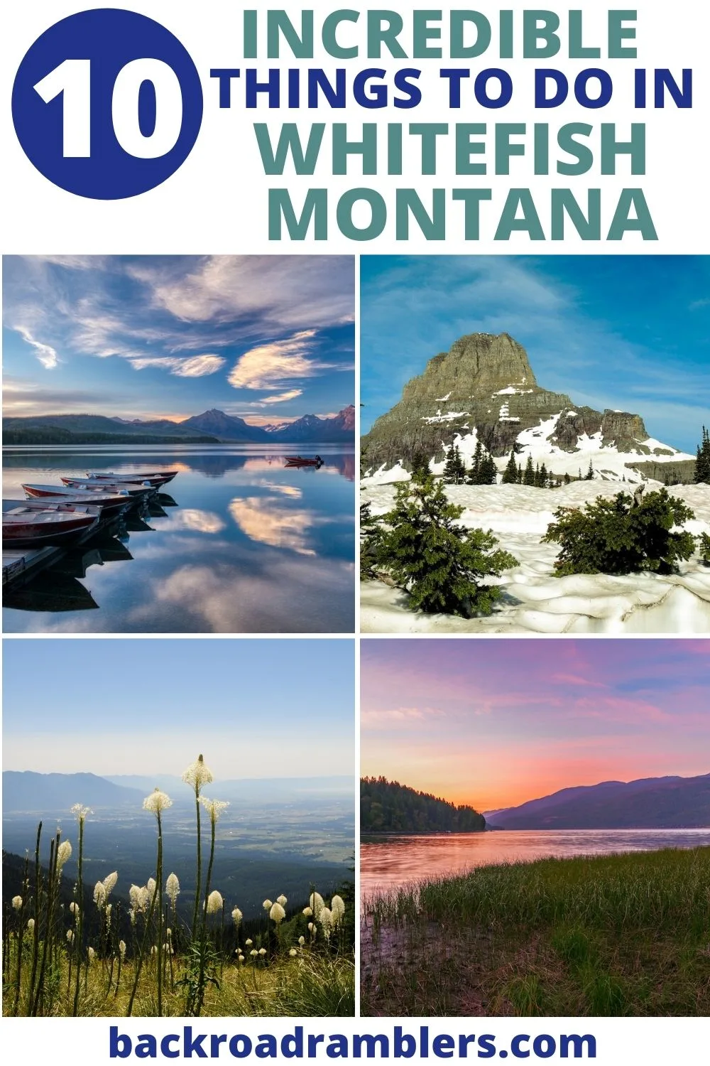 A collage of photos featuring Whitefish Montana and Glacier National Park. Text overlay: The Best Things to do in Whitefish Montana.
