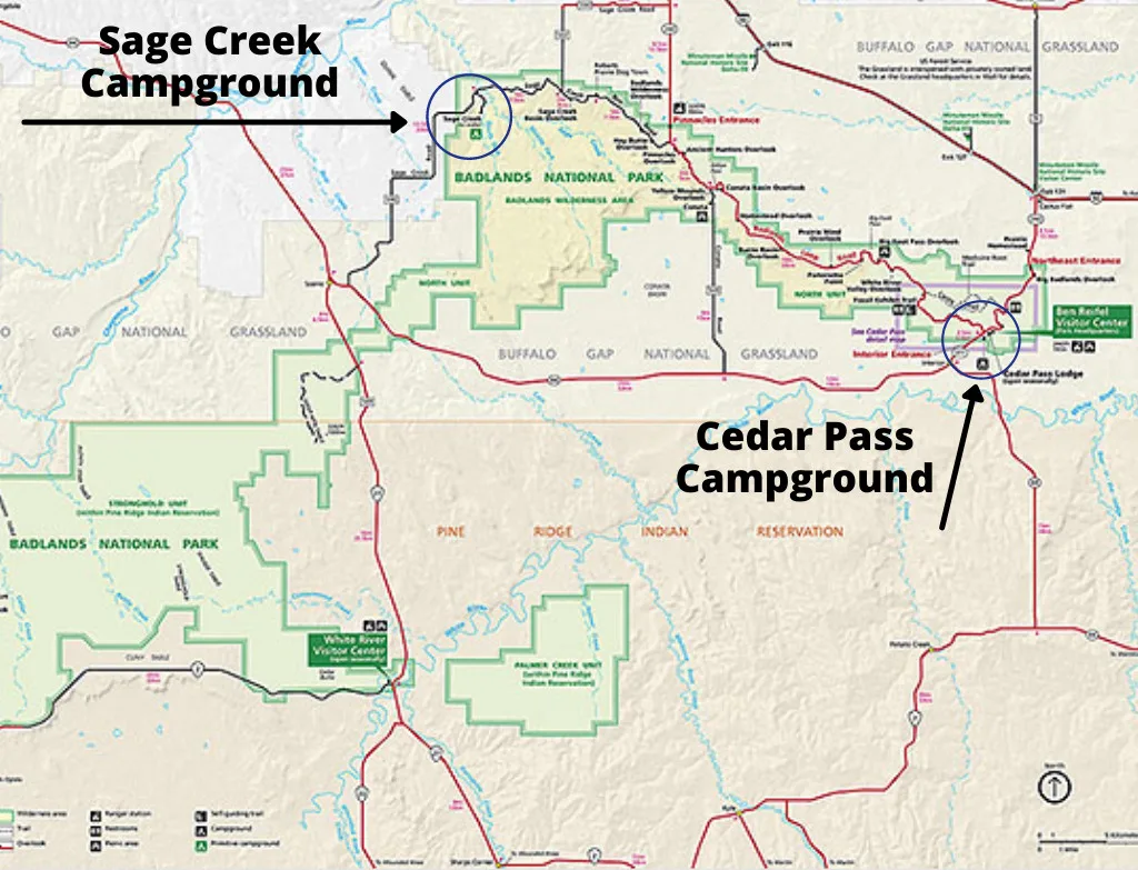 badlands national park campground map