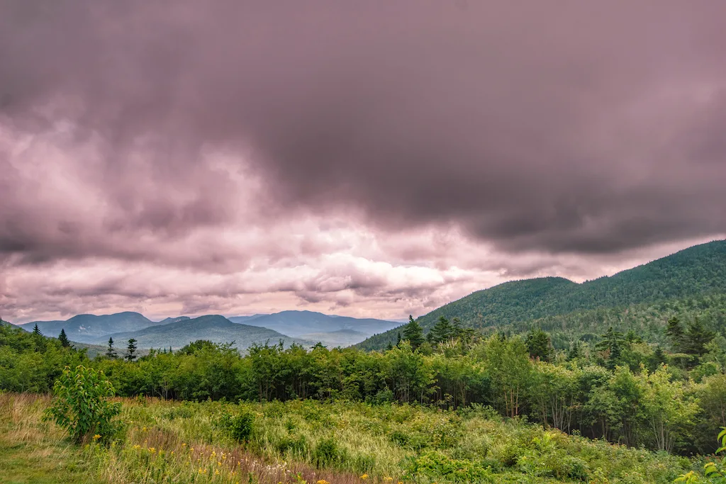 Summer view from a vista on the Kancamagus Highway near Lincoln, NH.