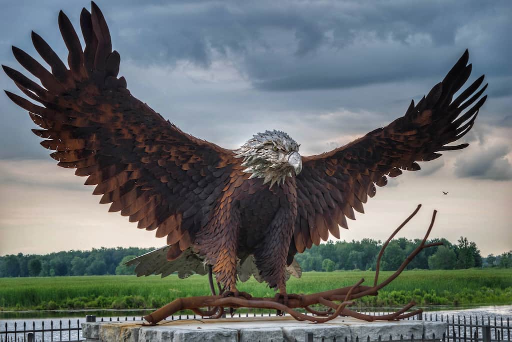 The eagle sculpture at Montezuma National Wildlife Refuge in the Finger Lakes of New York.