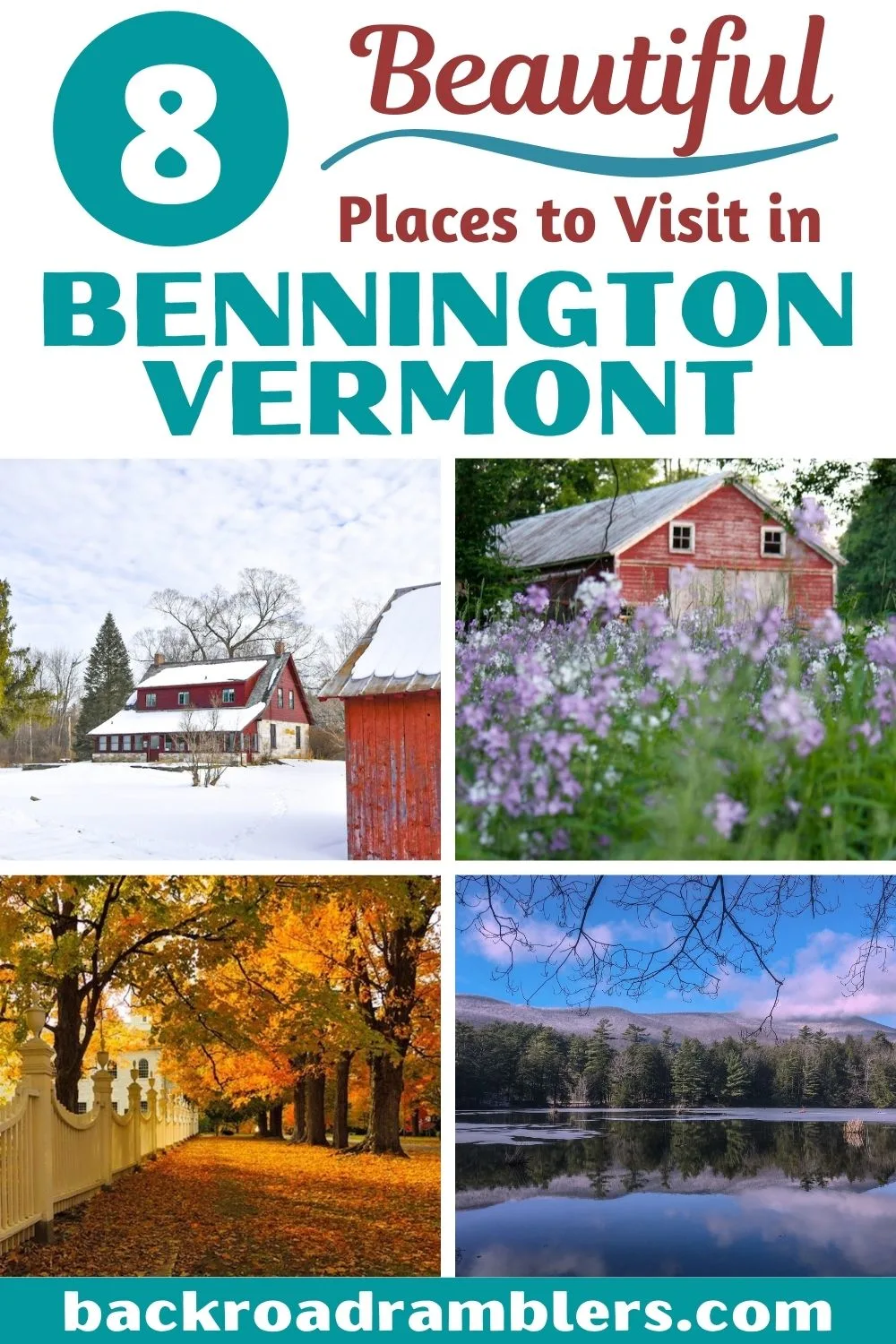 A collage of photos featuring beautiful Bennington Vermont.
