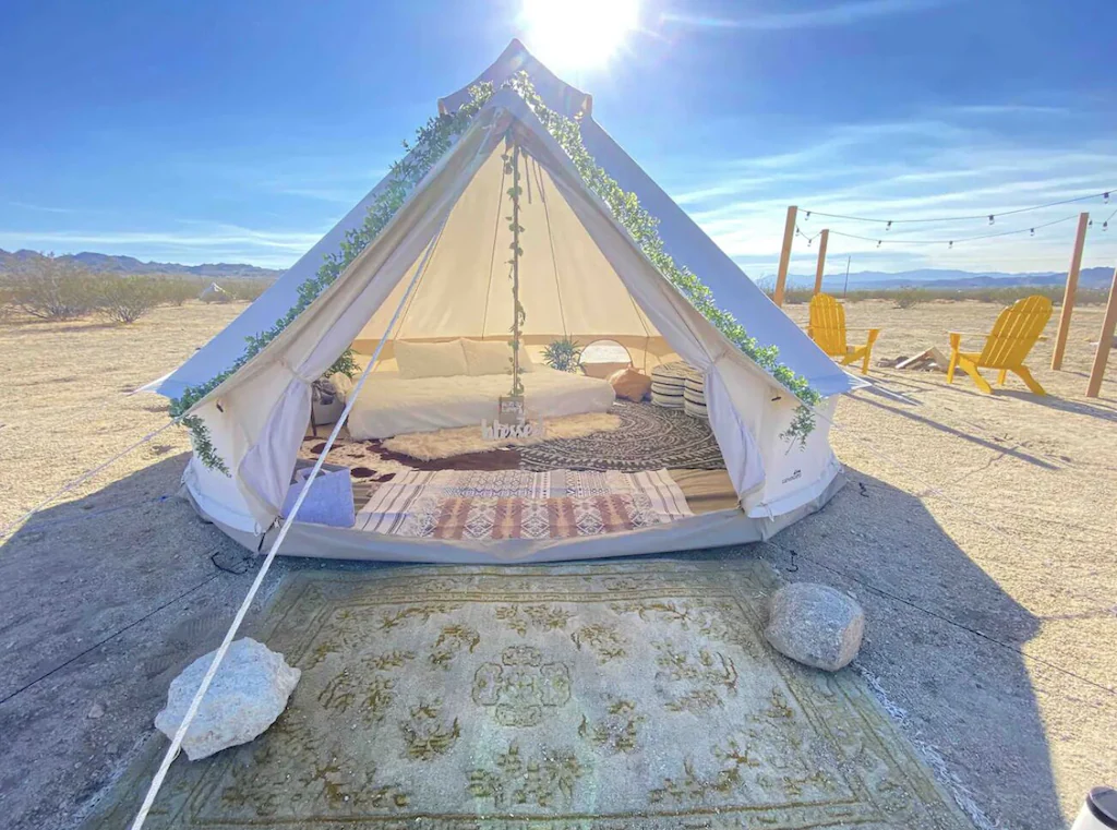 A glamping tent near Joshua Tree National Park. Photo: VRBO