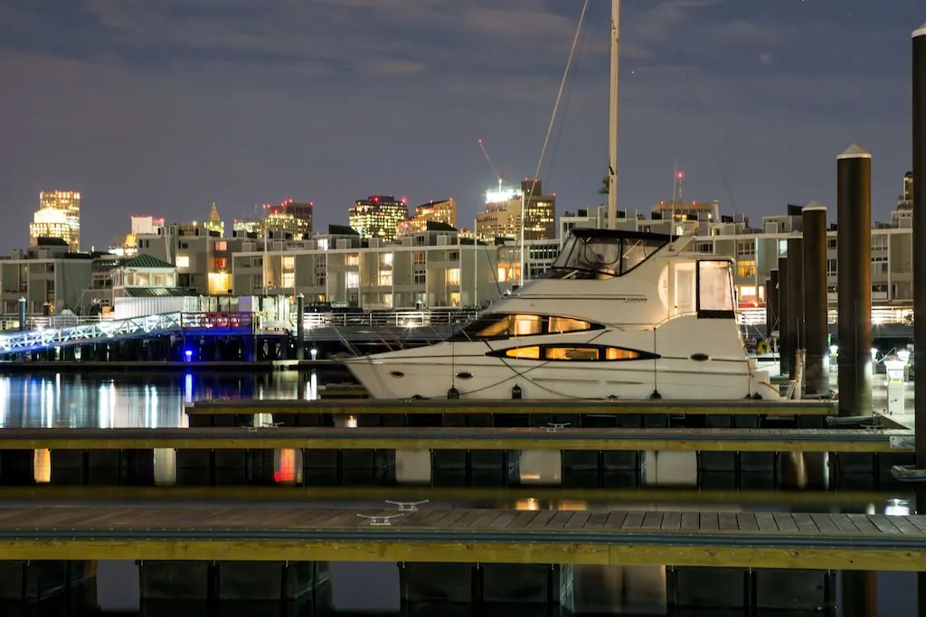 A yacht vacation rental in Boston Harbor, Massachusetts.
