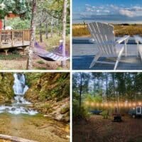 A collage of photos featuring the best glamping in Massachusetts.