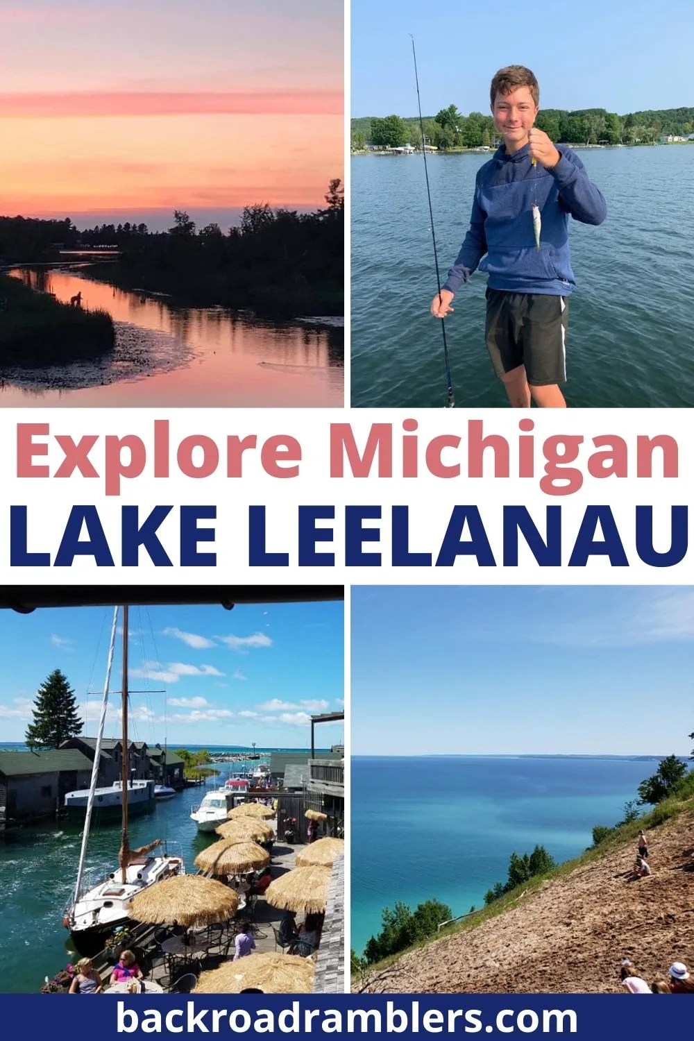 Postcard MI Leland Lake Michigan Shore Fishing Boats Dock Leelanau Leather  Sign
