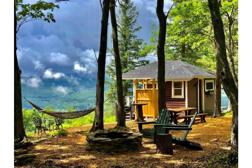 A cabin for rent with a view of the Hoosac Range in North Adams, Massachusetts. 