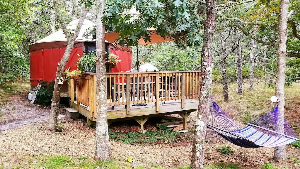 A yurt for rent on Airbnb in Massachusetts.