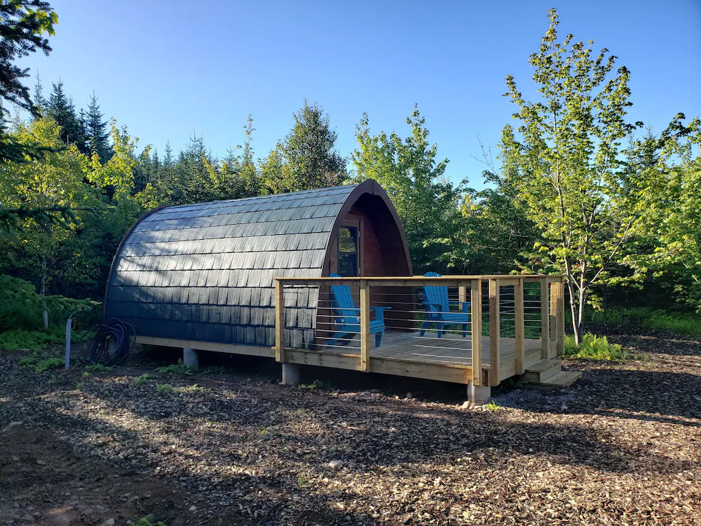 A glamping pod on Cape Breton Island.