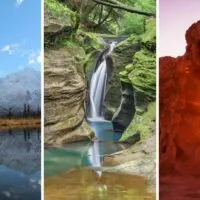 A collage of photos featuring the best state parks in the US.