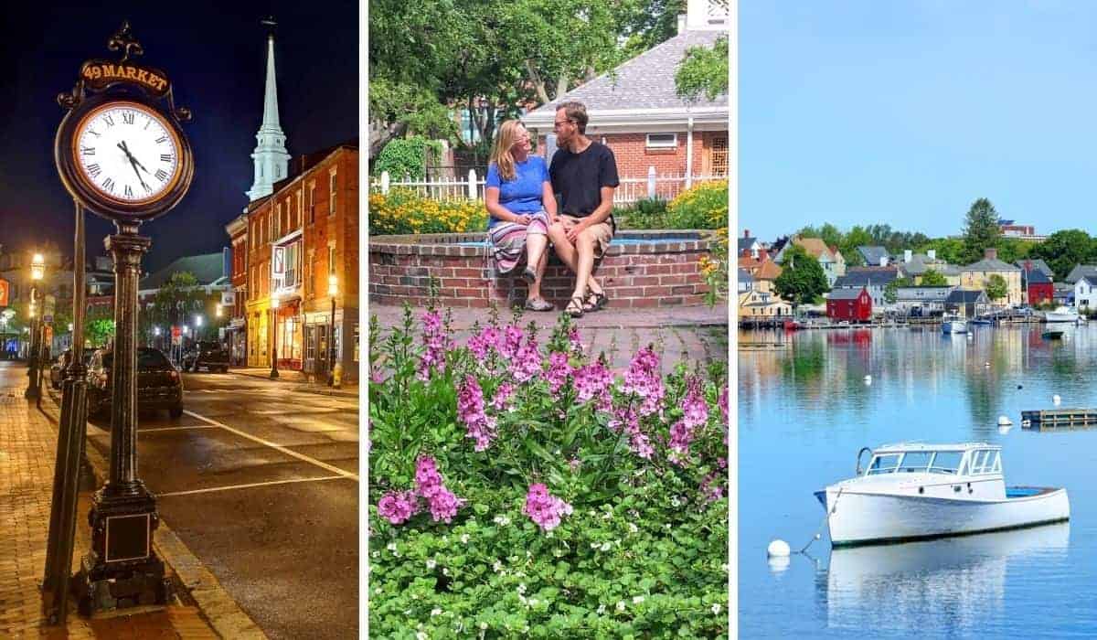 A collage of summer photos featuring the most romantic things to do in Portsmouth NH.