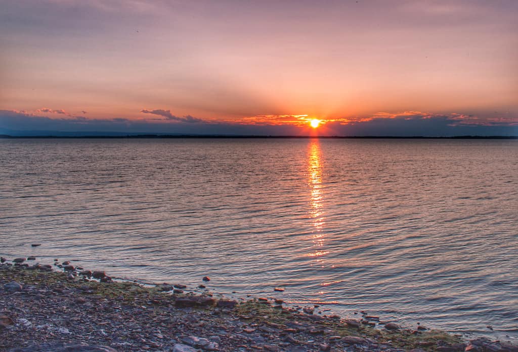 Sunset over Lake Champlain in Vermont.