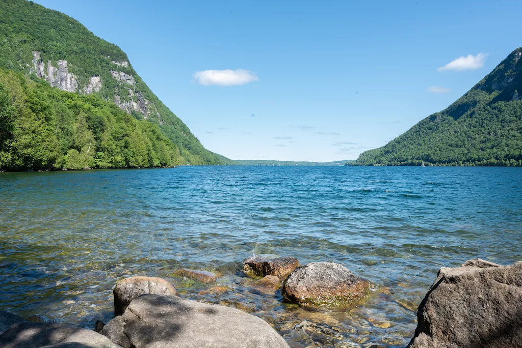 The view of Lake Willoughby from the South Shore Trail. 