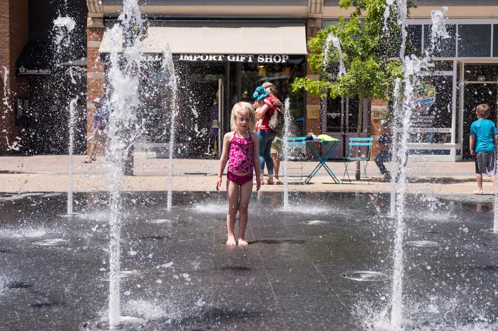 Fort Collins splash pad on a hot summer day.